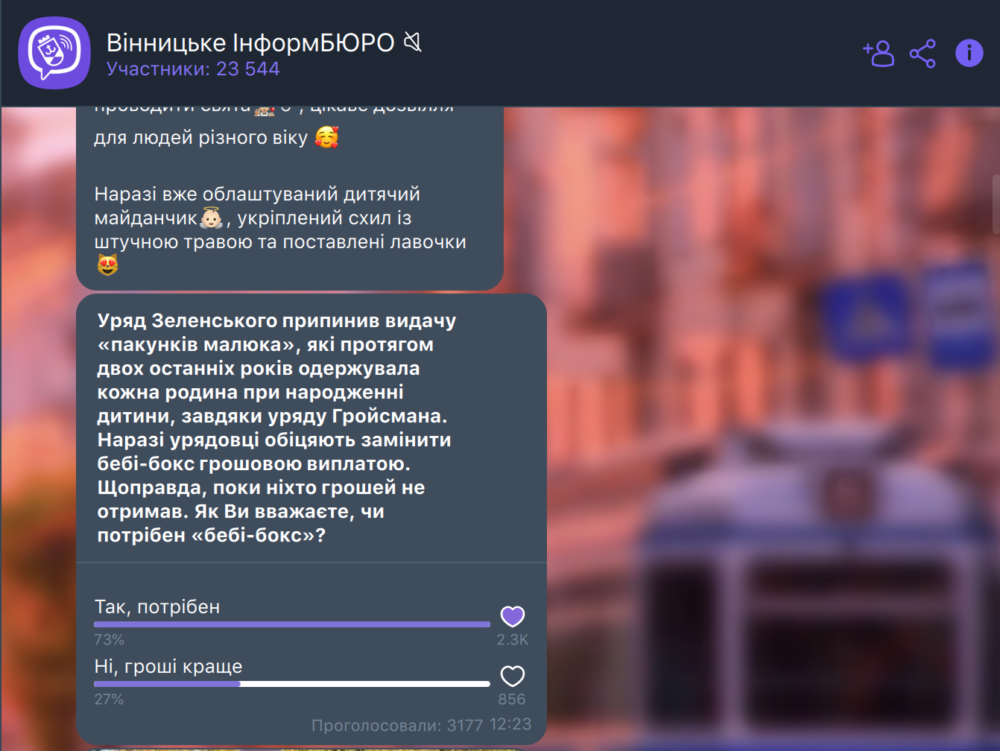 За повернення "пакунків малюка" 75% вінничан - результат опитування у соцмережах